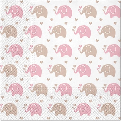 PAW ubrousky L Baby Elephants pink 33x33cm