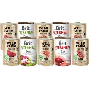 Brit PATE & MEAT + WILD FARM Пастет с различни вкусове 10x400г