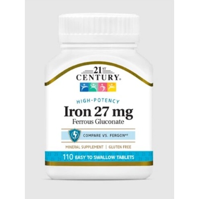 21st Century Желязо - Iron 27mg Ferrous Gluconate | 110 tabs (9166)