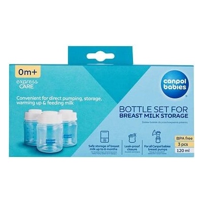 Canpol babies Express Care Bottle Set For Breast Milk Storage sada fľaše na uskladnenie materského mlieka 3 x 120 ml