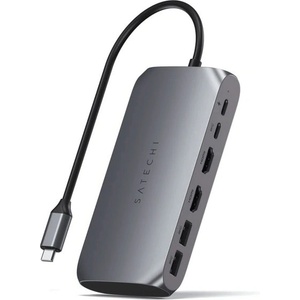 Satechi Докинг станция Satechi ST-UCM1HM, от USB-C към 1x USB-C(PD), 1x USB-C, 2x USB-A, 2x HDMI, сива (ST-UCM1HM)