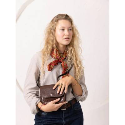 TOKS VISOKS Litovský Ateliér AGLEA kožená crossbody kabelka RUBY hnedá