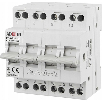 Přepínač Adelid 63 A 400 V 4P šedý IP20