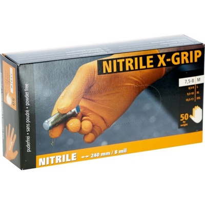 Kerbl Nitrilové rukavice, X-Grip, oranžové, délka 24 cm, velikost M