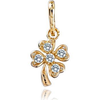 Minet Zlatý přívěs čtyřlístek s bílými zirkony JMG0078WGP00