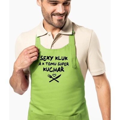 Kariban HobbyTriko Zástěra pro muže Sexy kluk a k tomu super kuchař Limetková