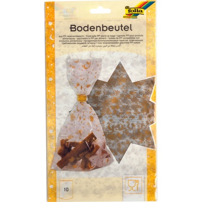Folia Bringmann Sáčky z PP se zlatým vánočním potiskem, 10 ks - výběr velikosti Velikost: 180 x 300 mm