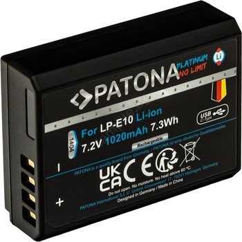 PATONA - Батерия Canon LP-E10 1020mAh Li-Ion Platinum USB-C зареждане (IM1291)