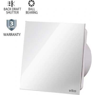 VITO Вентилатор venti-gl100, Φ100мм, стъклен панел, лагер и клапа, бял, 12w - vito (8005230)