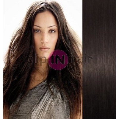 Clip in vlasy 43cm 100% ľudské REMY 70g prírodná čierna