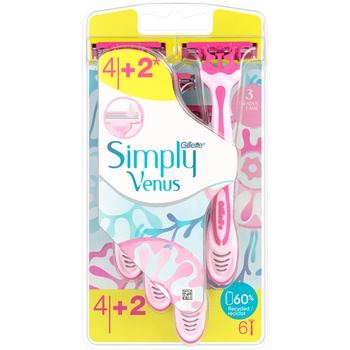 Gillette Venus 3 Дамска самобръсначка Simply, 4 + 2 броя