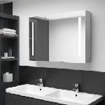 vidaXL LED шкаф с огледало за баня, бетонно сив, 89x14x62 см (326525)