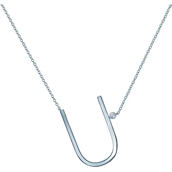 Image 1 of SAVICKI Колие с буква U: сребро. бял сапфир
