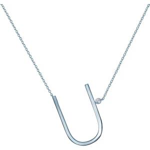 SAVICKI Сребърно колие с буква u, бял сапфир 0.05К, 45 см