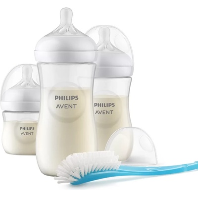 Philips Комплект за новородено Philips Avent Natural Response - с 3 шишета за хранене и четка за почистване (00A.0604.001)