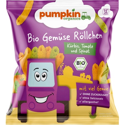 Pumpkin Organics Био зеленчукови пръчици Pumpkin Organics - С тиква, домат и спанак, 20 g (202687)