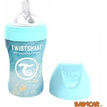 Twistshake kojenecká láhev AntiColic nerezová mramorově modrá 260ml