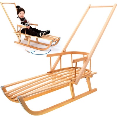 JOKO Dřevěné sáňky s opěradlem a rukojetí 83 cm – Hledejceny.cz