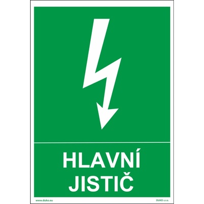 DUKO HLAVNÍ JISTIČ Formát: 74 x 105 mm, Materiál: plast 1 mm, samolepící vinylová fólie