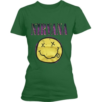 Nirvana Xerox Happy Face Pink Green L Дамски Риза (<![CDATA[NIRVTS15LGR03]]>)