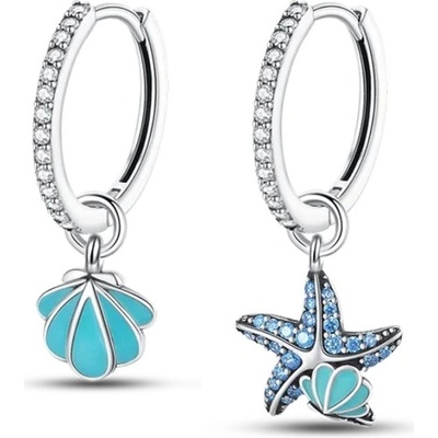 Grace Silver Jewellery stříbrné náušnice Mořská Hvězdice a Mušle luminiscenční E-PAE067/233 stříbrná