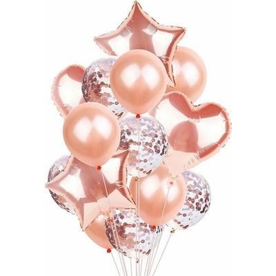 Sada balónků PartyDeco růžová s konfetami