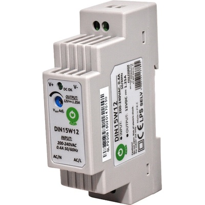 POS, Napájecí zdroj na DIN lištu 15W 12V, DIN15W12