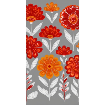 Takoy Panel na ušití rychleschnoucí osušky 80x160 red flowers-NST-00689