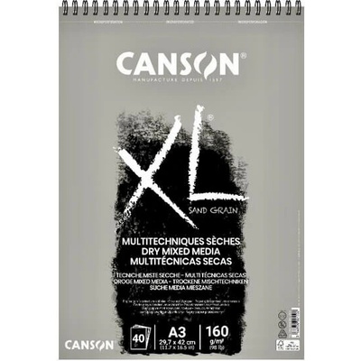 Canson Skicák XL Dry Mixed Media Sand Grain šedý A3 160 g, 40 listů