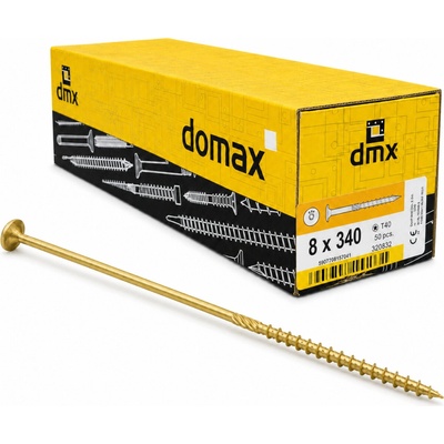 Konštrukčný vrut do dreva 8 × 340 mm, tanierová hlava TX40 – Domax CT