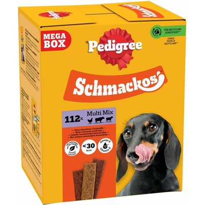PEDIGREE Mega Box Schmackos s príchuťou hovädzieho, jahňacieho a hydinového mäsa 790 g