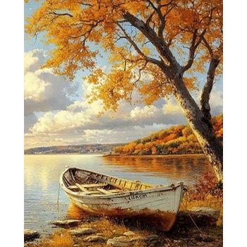 Norimpex - Puzzle Diamant painting: Boat on the shore 30x40cm - 1 - 39 piese