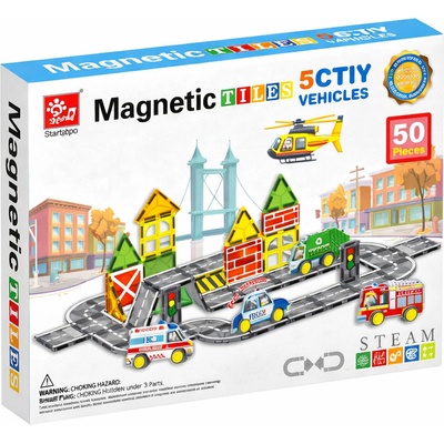 EmonaMall Детски магнитен конструктор City (50 елемента) EmonaMall - Код W5737 (W5737-202068843-2002020688433)