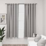 Pure Line Home Завеси с ленена текстура в цвят сив с перделък, 2 бр. , 140 x 175 см