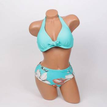 Image 1 of Дамски бански в тюркоазено синьо с цветя - чашка d