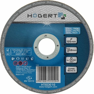 Högert Korundový kotouč 125 x 0,8 x 22,23 mm HT6D616