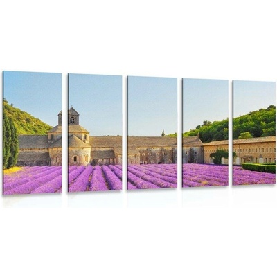 5-dílný obraz Provence s levandulovými poli - 100x50