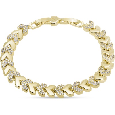 Biju VERONA 3049 Pozlacený náramek s motivem srdíček a čirými zirkony 2003049