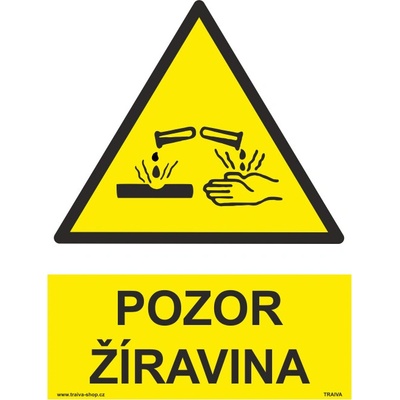 Traiva s.r.o. Pozor žíravina Verze: Samolepka 148 x 210 mm (A5) tl. 0.1 mm - Kód: 08776
