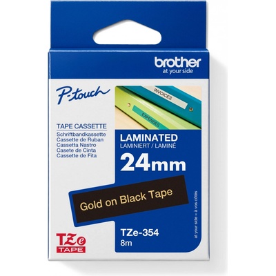 páska BROTHER TZ354 zlaté písmo, čierna páska Tape (24mm) (TZE354)