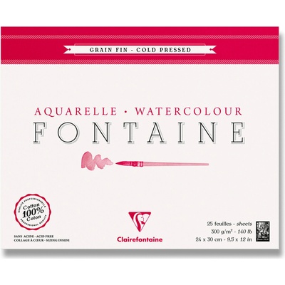 Clairefontaine Akvarelový blok Fontaine Cold Pressed 24 x 30 cm 25 listov 300 g
