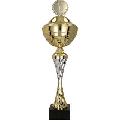 Kovový pohár s poklicí Zlato-stříbrný Výška: 26 cm Průměr: 10 cm