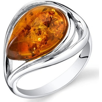 Eppi strieborný prsteň s jantárovou slzou Rolanda R33400