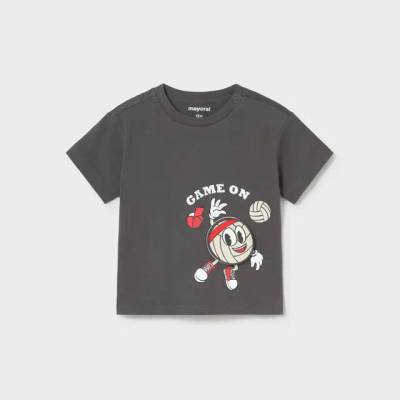 MAYORAL Тениска къс ръкав play "game on" графит за бебе момче Mayoral