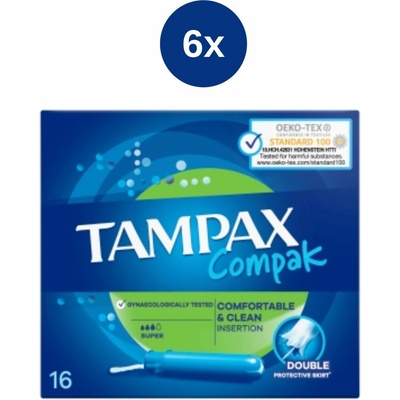 Tampax Compak Super tampony 6 x 16 ks – Hledejceny.cz