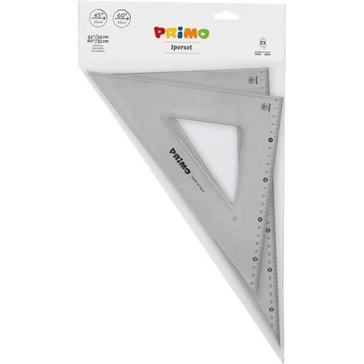 PRIMO - 2dílná sada úhelníků 45°/35 cm a 60°/35 cm, antireflexní pro technické kreslení, sada