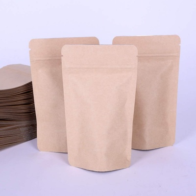 Екстрапак 100 бр, 8, 5 х 14, 5 см, стоящи хартиени крафт пакети с цип Zip Lock