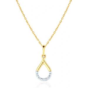 SAVICKI Колие с капка, злато 585, бели диаманти, 0.01К, 42 см