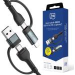 3mk Protection Кабел 3mk Hyper N-Series, от USB C/A(м) към USB C/Lightning(м), 1.2m, 60W, черен