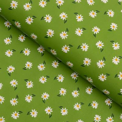 PVC obrus Margarétky na zelenom PV-172 - metráž š. 140 cm